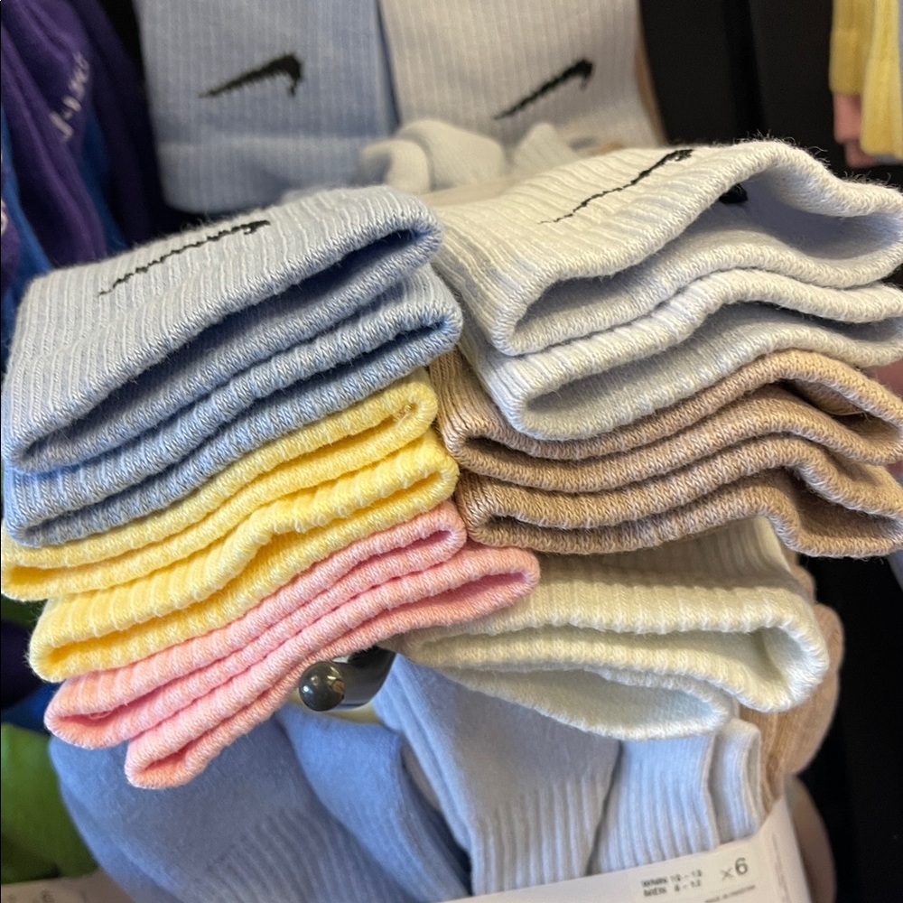 Nike Everyday Plus Socks - Light Gray and Yellow Pink and Purple Cream Tan 6pair - Picture 5 of 16